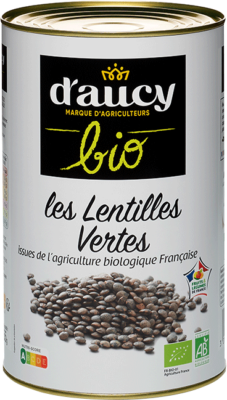 Nos lentilles vertes bio en boite de conserve