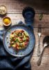 Poêlée de haricots Borlotti, houmous et petits légumes coco curry